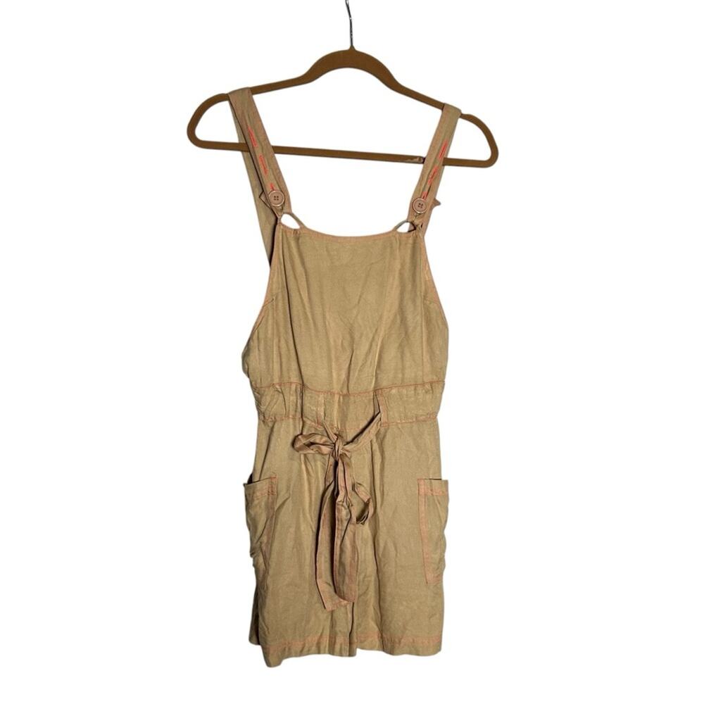 NWT ASOS Tan w/ Pink Stitching Shorts Overall Romper Size 4